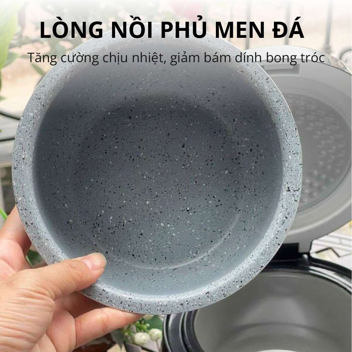 Nồi Cơm Điện Men Đá Mishio MK233 size 0.8L lòng nồi dày nặng nấu cơm ngon - Hàng chính hãng