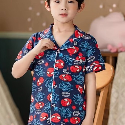 Bộ Pijama cộc tay hình nhện xuất Hàn bé trai 2-14 tuổi