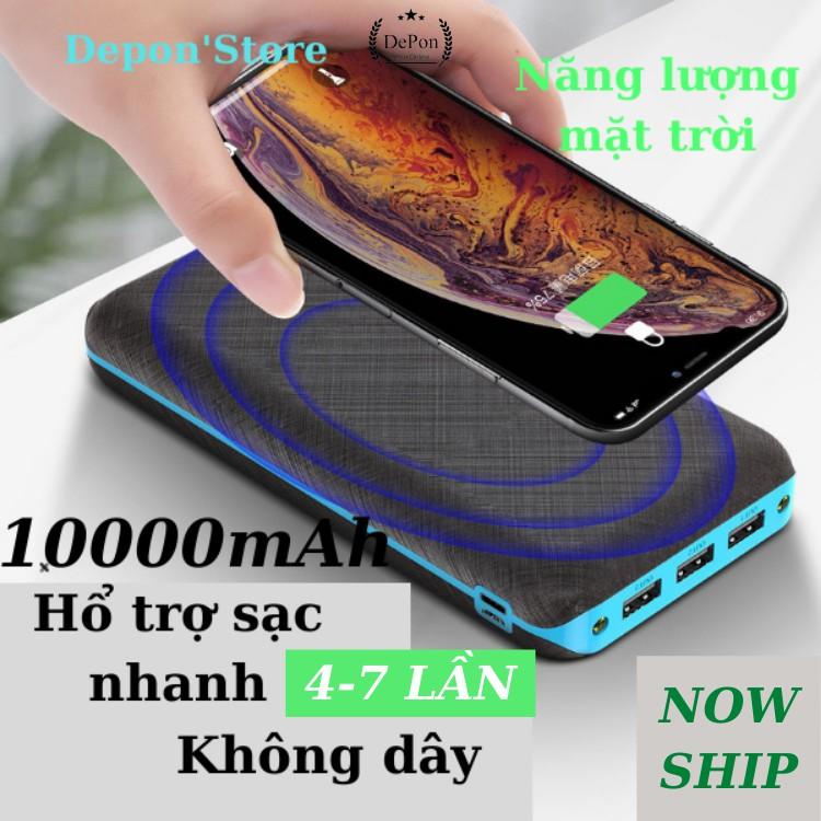 Sạc Dự Phòng Năng Lượng Mặt Trời Tự Nạp Pin Khi Có Ánh Sáng  PW Bank 10000 mah