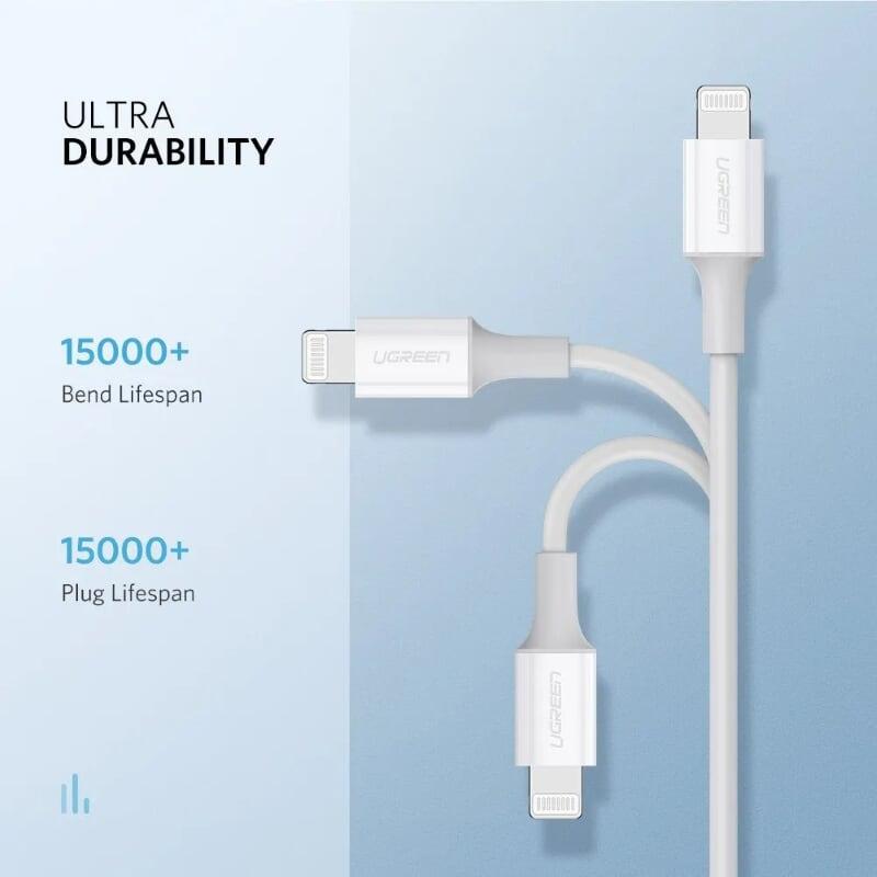 Ugreen UG10493US171TK 1M Màu Trắng Cáp USB Type C ra Lightning - HÀNG CHÍNH HÃNG