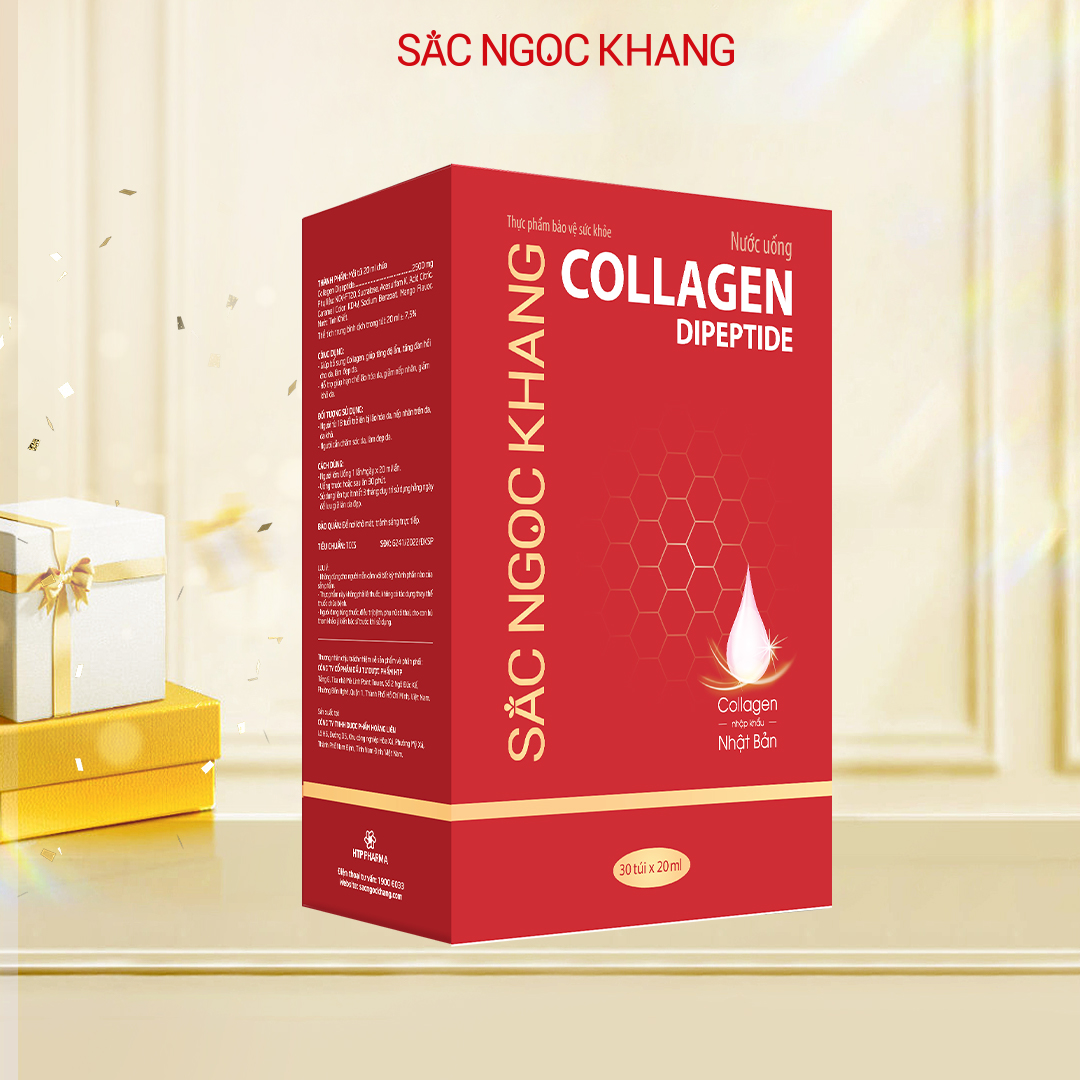 Nước uống đẹp da Collagen Dipeptide 30 túi Sắc Ngọc Khang hấp thụ nhanh và vượt trội giúp trẻ hóa làn da - săn chắc và sáng mịn