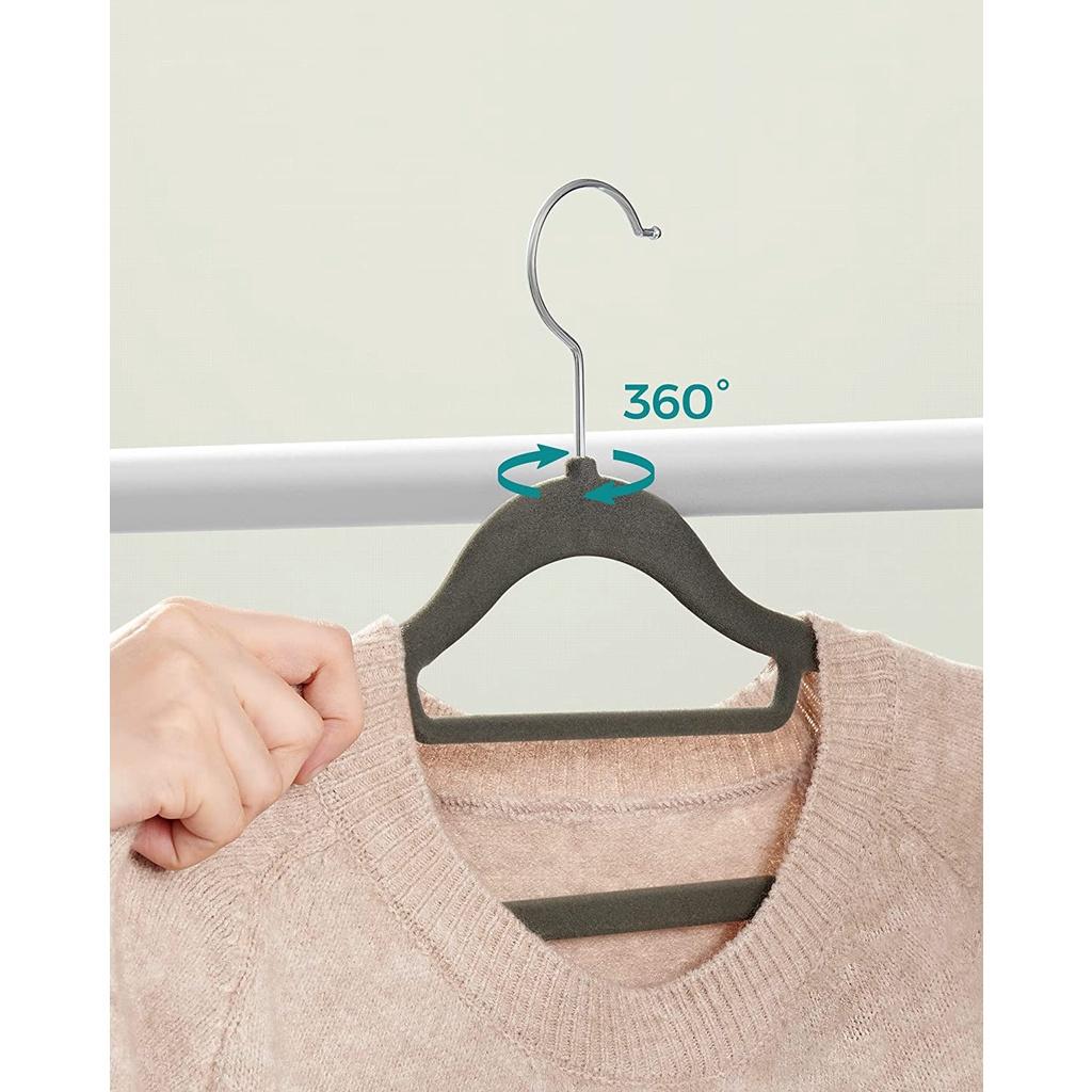 Móc Treo Quần Áo Songmics Velvet Coat Hanger 50 Cái, Bọc Nhung, Độ Mở Lý Tưởng Treo Quần Áo, Nhập Đức