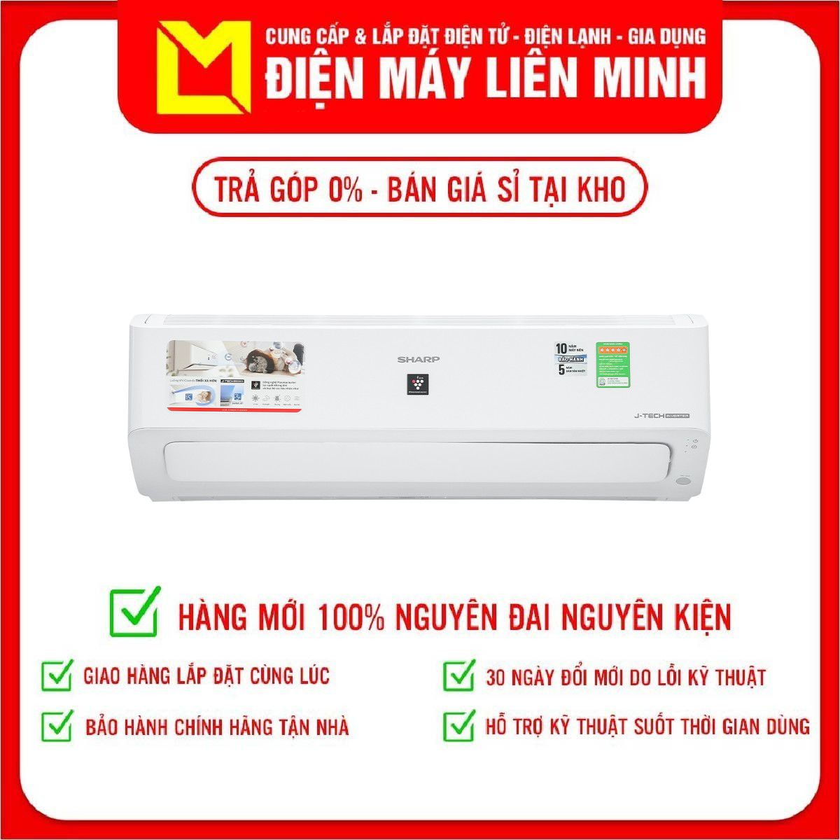 Máy Lạnh Sharp Inverter 1 HP AH-XP10YHW - Chỉ giao HCM