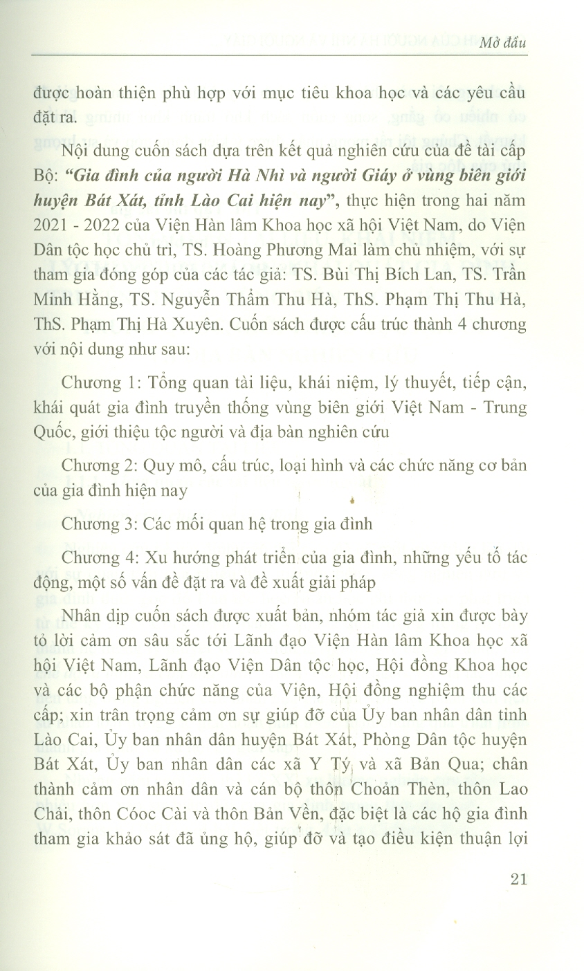 Gia Đình Của Người Hà Nhì Và Người Giáy Ở Vùng Biên Giới Việt Nam - Trung Quốc (Sách Chuyên Khảo) -  Viện Dân Tộc Học; TS. Hoàng Phương Mai chủ biên