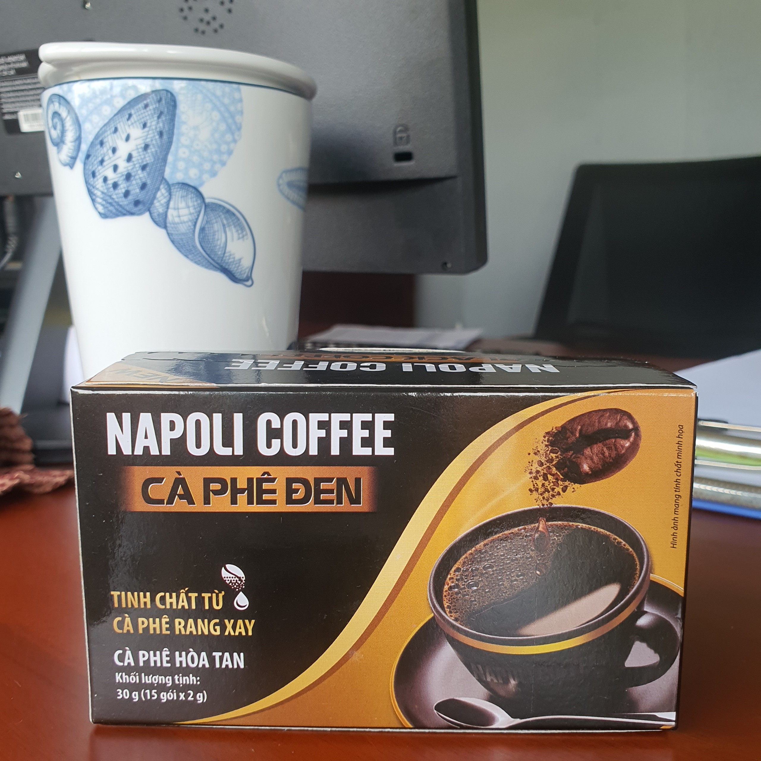 Cà phê đen hòa tan không đường Napoli Coffee (15 gói x 2g) - Cafe Arabica rang xay hạt sạch chua thanh hậu ngọt