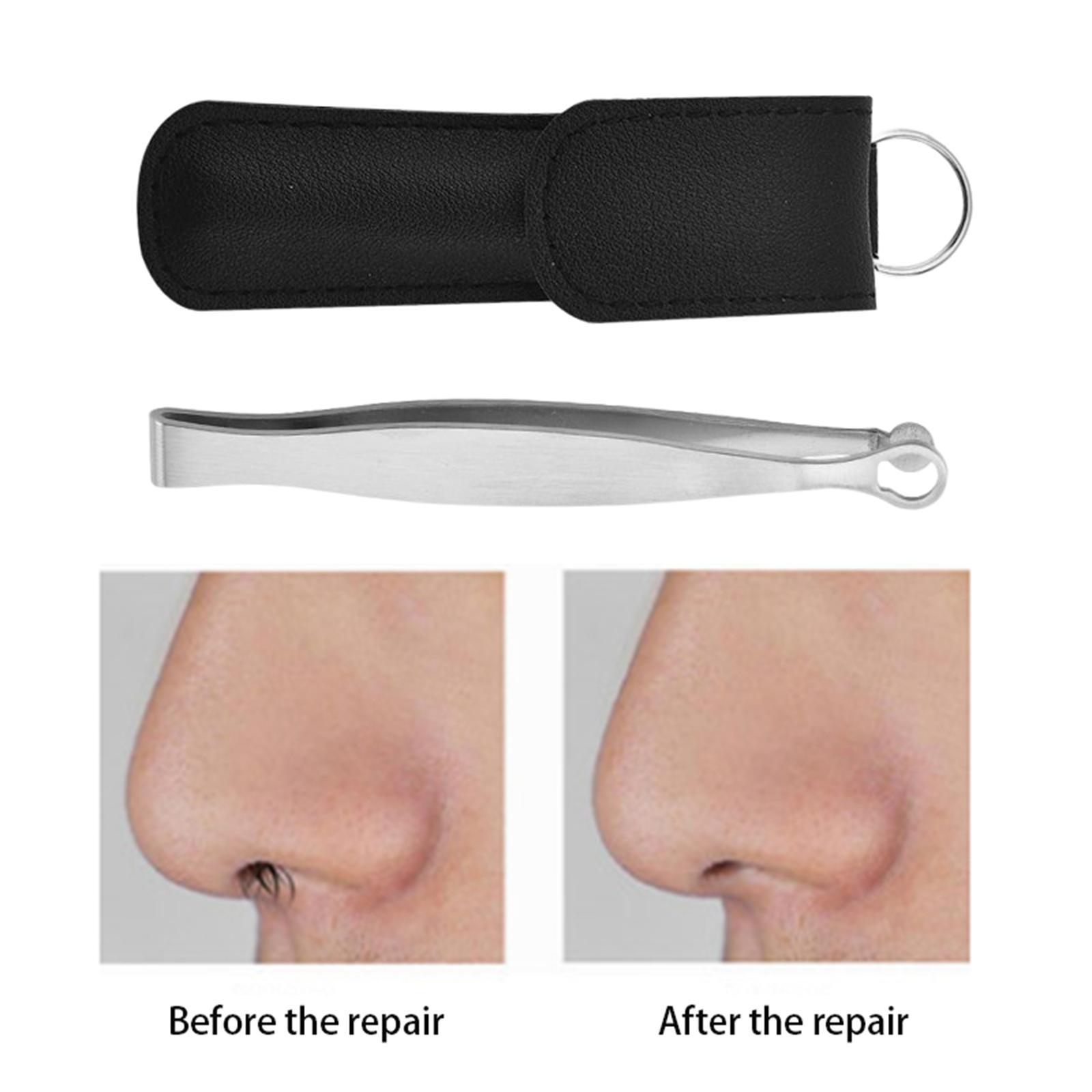 Stainless Steel Nose Hair Tweezers, Round Tip Pocket Size Water Resistant Eyebrow Clippers for Nose Cleaning Makeup Women Men Sideburns