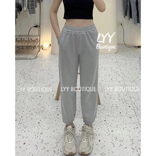 Quần nỉ tăm dầy dặn dáng quần JOGGER nữ bo chun dưới freesize 5 màu