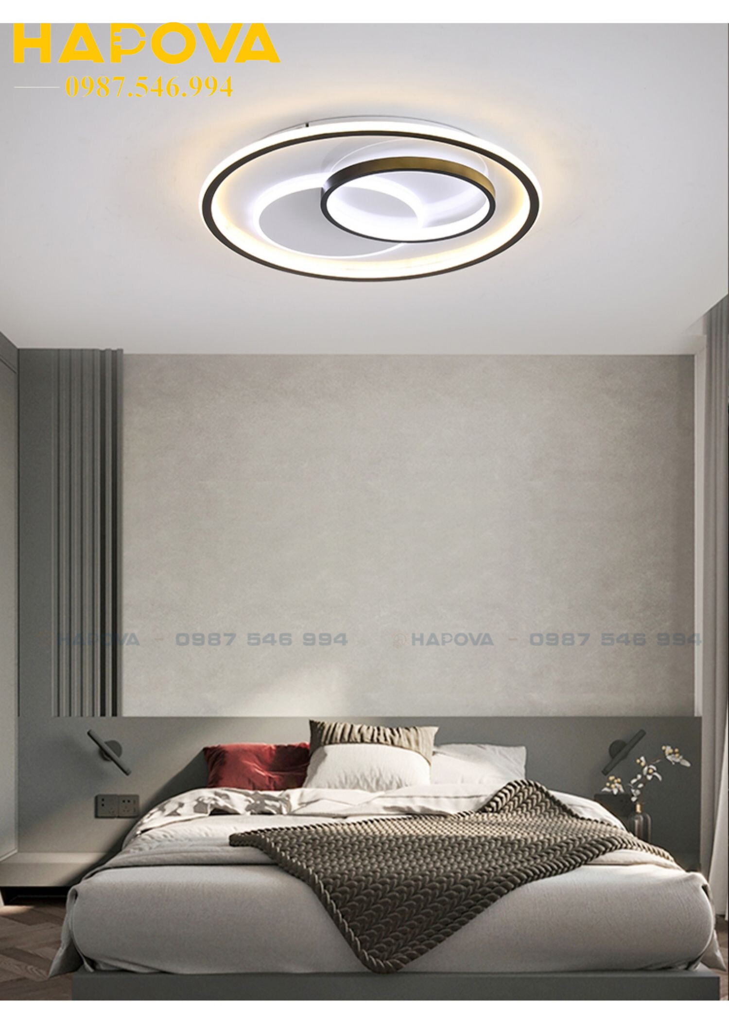 Đèn trần LED 1025 hiện đại hình tròn 3 chế độ ánh sáng + Tặng kèm điều khiển từ xa