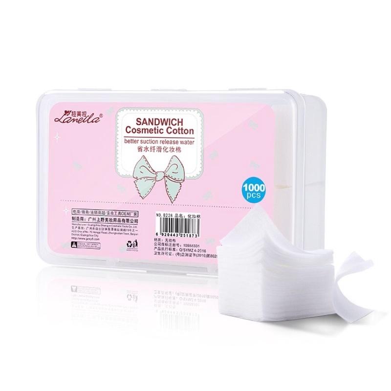 Bông tẩy trang cao cấp Laneila 1000 miếng có vỏ hộp xinh xắn  - Hộp 1000 bông tẩy trang, toner lau mặt