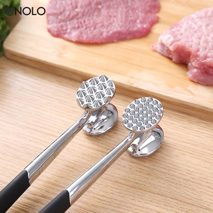 Bộ Dụng Cụ Nhà Bếp Búa Đập Làm Mềm Thịt 2 Đầu Chất Liệu Inox 304 Chống Gỉ Cán Cầm Bằng Nhựa Chắc Chắn