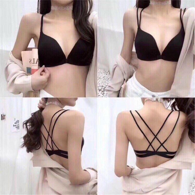 Áo Lót Nữ Cài Trước Dây Chéo Su Đúc Không Gọng Sexy Nâng Ngực-New