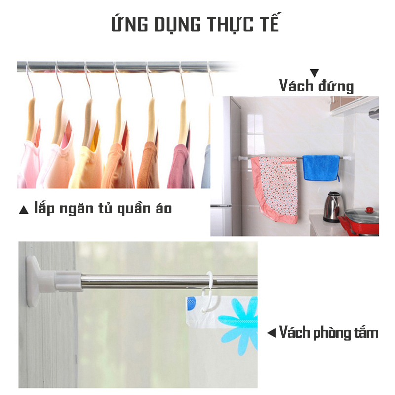 Thanh treo đa năng không cần khoan, không cần bắt vít, treo rèm, treo quần áo tiện lợi