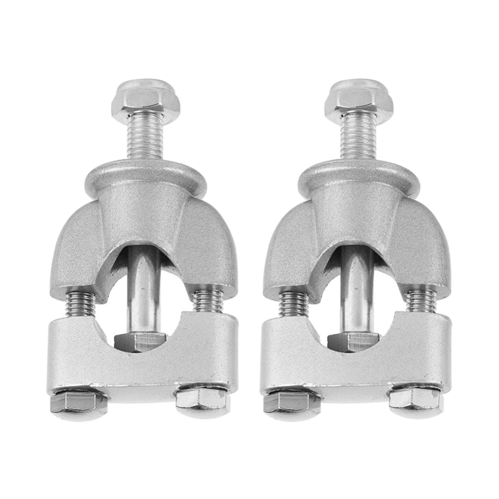 2pcs 7/8" 22mm Motorcycle Handlebar Handle Riser Bar Clamp Silver Durable