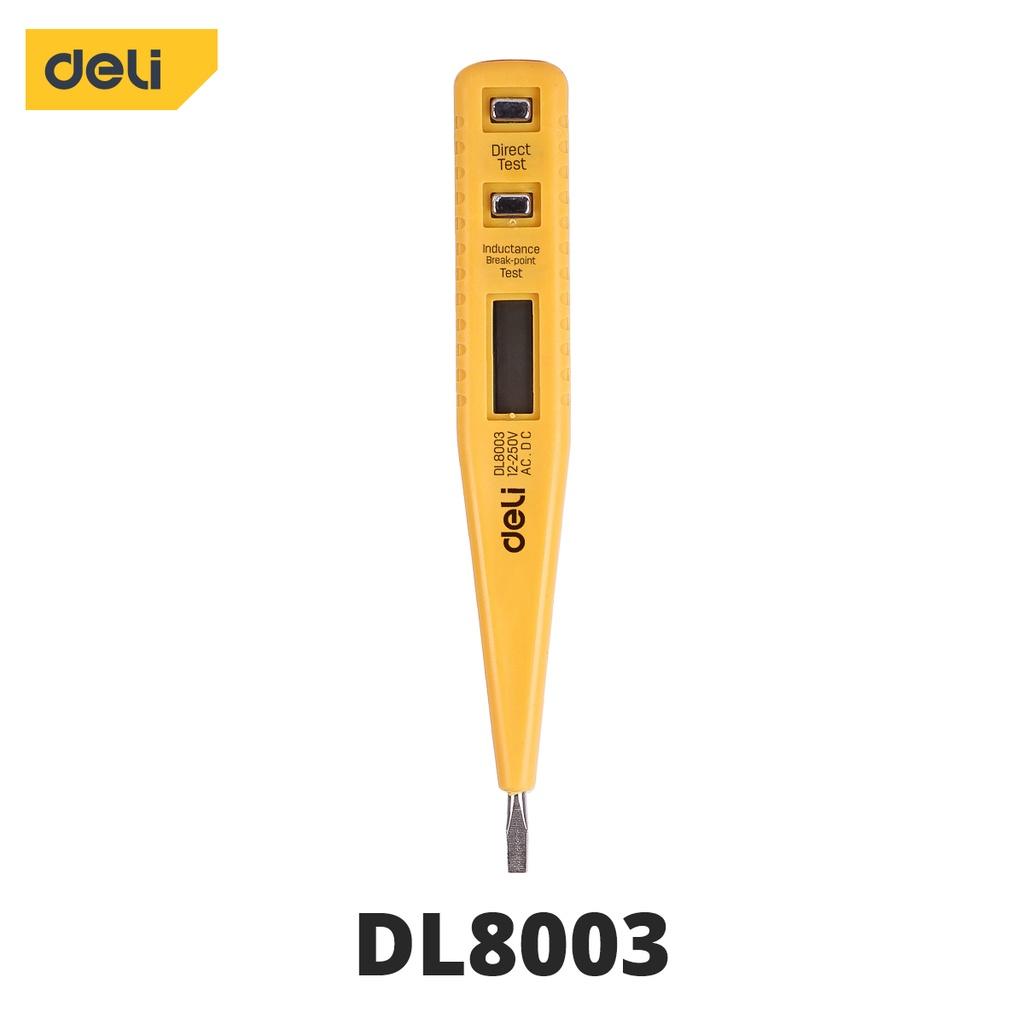 Bút Thử Điện Hàng Nhập khẩu Deli 12-250V - Màn Hình LED Kỹ Thuật Số Hiển Thị Thuận Tiện