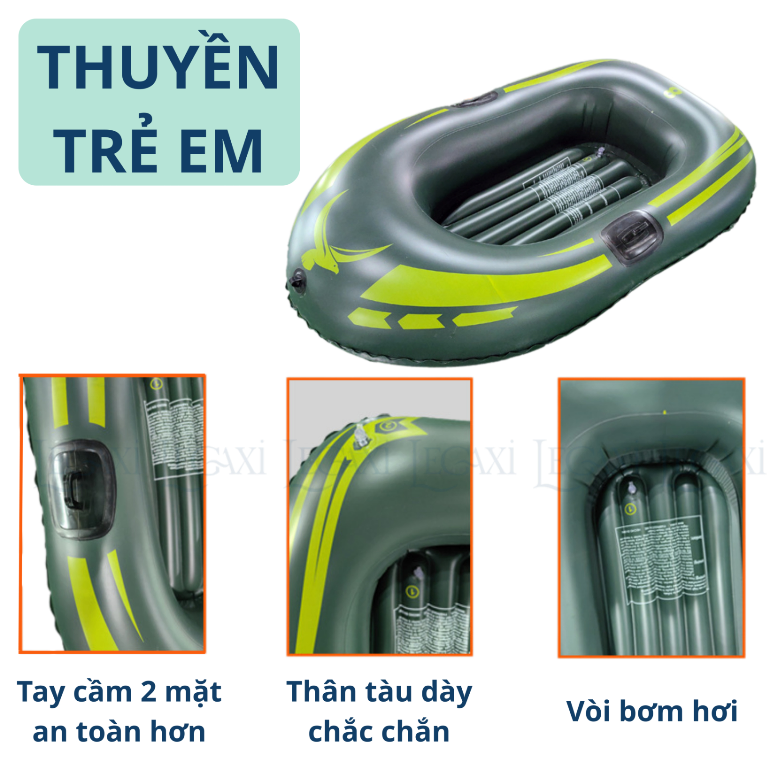 Thuyền Hơi Thuyền Phao Xuồng Bơm Câu Cá 3 Người Dày Rộng Chắc Chắn Dùng Du Lịch, Dã Ngoại, Cứu Sinh