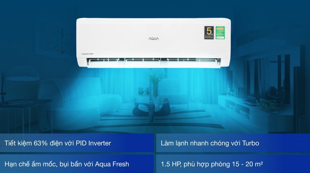 MÁY LẠNH AQUA INVERTER 1.5 HP AQA-KCRV13WNMA hàng chính hãng