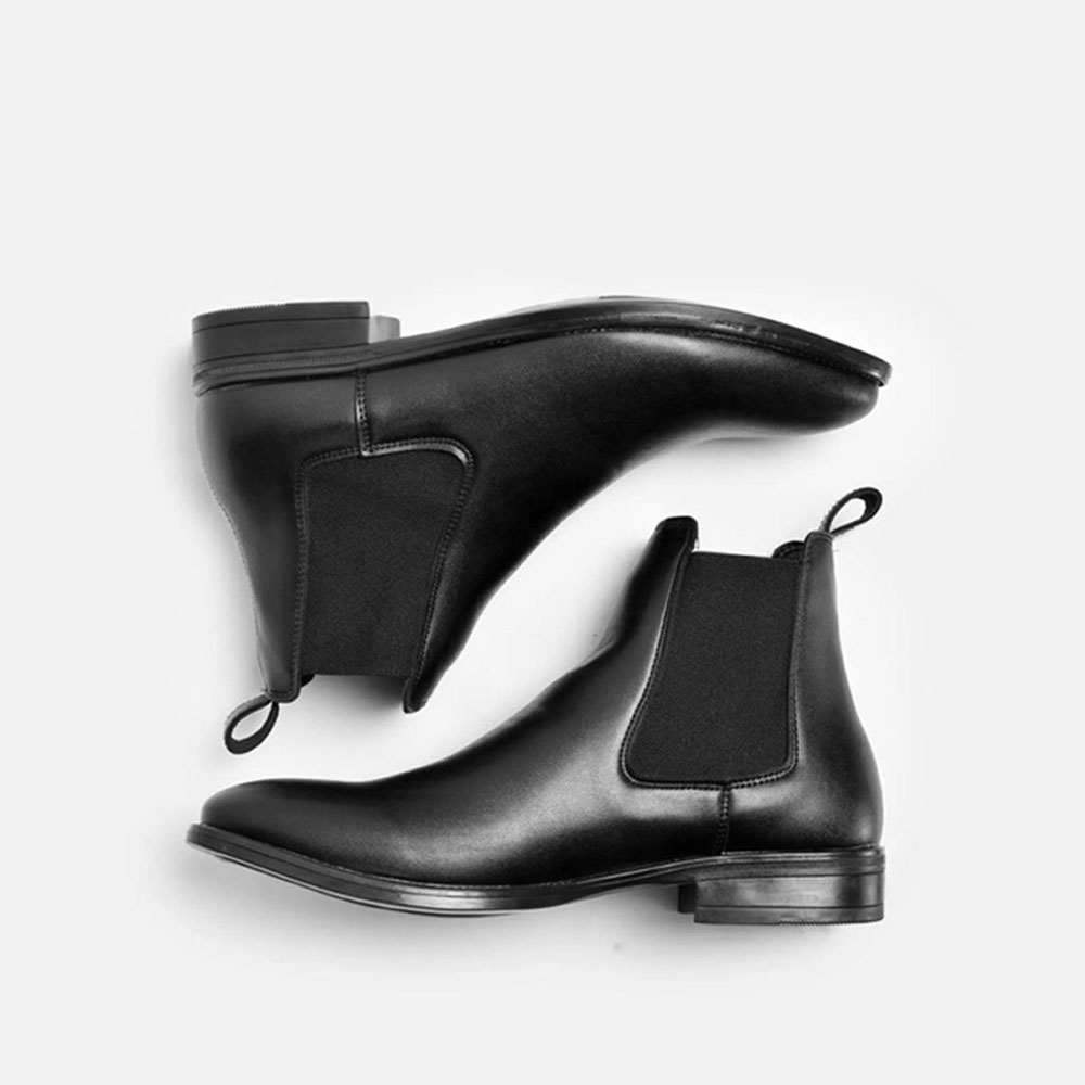 Giày Chelsea Boots Da Nguyên Tấm Cao Cấp Không Nhăn, Chelsea Boot Cổ Cao Phong Cách Lịch Lãm - Màu đen - 40