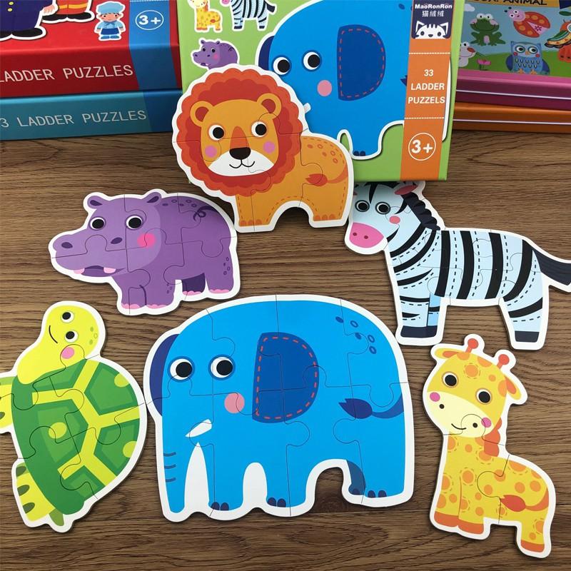 Đồ Chơi Xếp Hình, Bộ Ghép Hình Puzzle Bằng Gỗ Size To 6 Chủ Đề Động Vật Cho Bé, Phát Triển Trí Tuệ Cho Trẻ