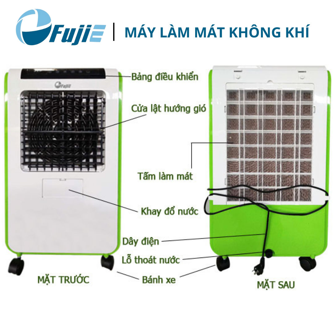 Máy làm mát không khí, quạt điều hòa FujiE AC_601, bình chứa 30 lít cho phòng 10-20m², khoảng cách gió 5 mét - Hàng chính hãng