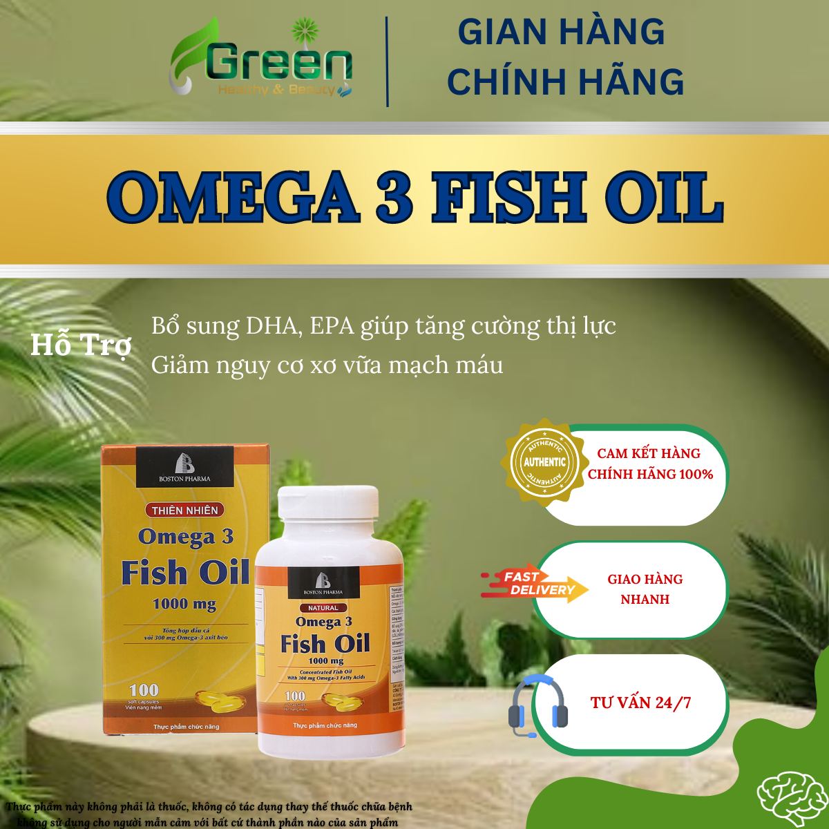 Viên uống Omega 3 Fish Oil 1000mg bổ mắt, bổ não