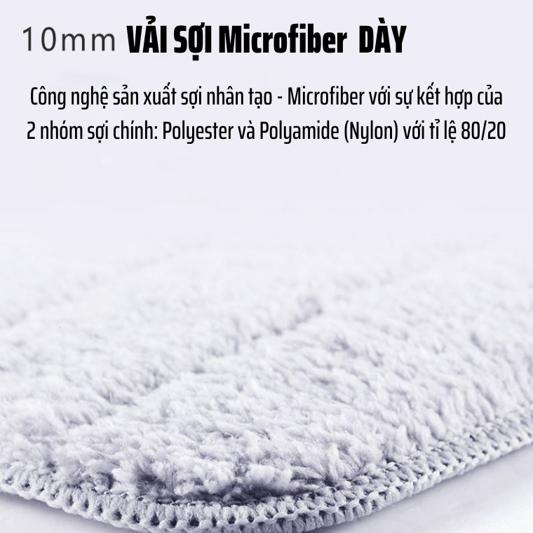 Miếng Giẻ Lau Nhà Vải Microfiber Cao Cấp - Bông Lau Thay Thế Cây Lau Nhà Thông Minh Tự Vắt Tiện Lợi - Giẻ Lau Nhà Kích Thước 38x12cm Hình Chữ Nhật Cao Cấp