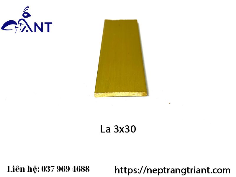 Nẹp đồng la 3x30, nẹp la đồng, thanh la đồng, thanh dài 3m, chất liệu đồng thau, trang trí nhà cửa