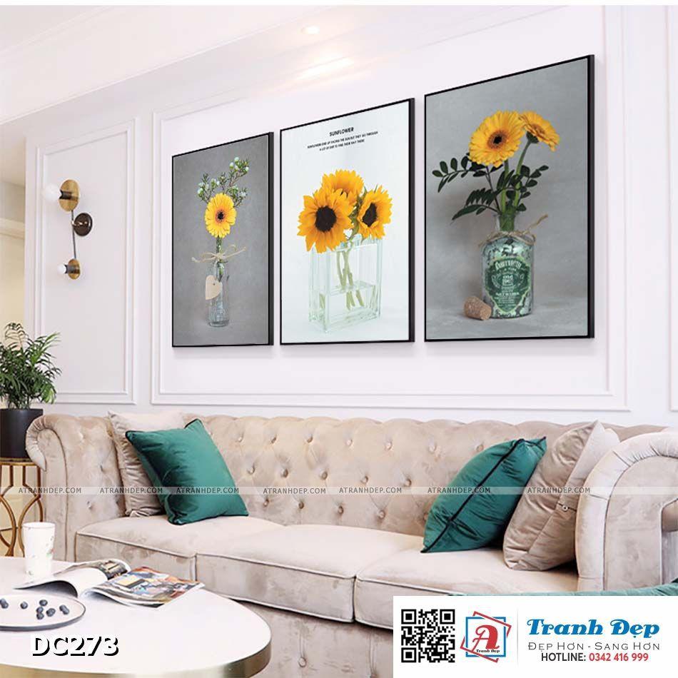 Bộ 3 tranh canvas treo tường Decor Tranh quotes hoa hướng dương - DC273