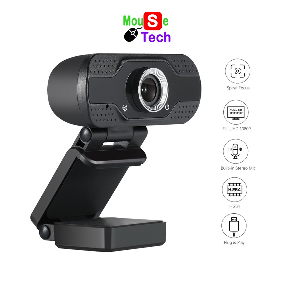 Webcam có mic Full HD 1080P dùng cho máy tính để dạy và học trực tuyến (Tặng lót chuột siêu xinh)