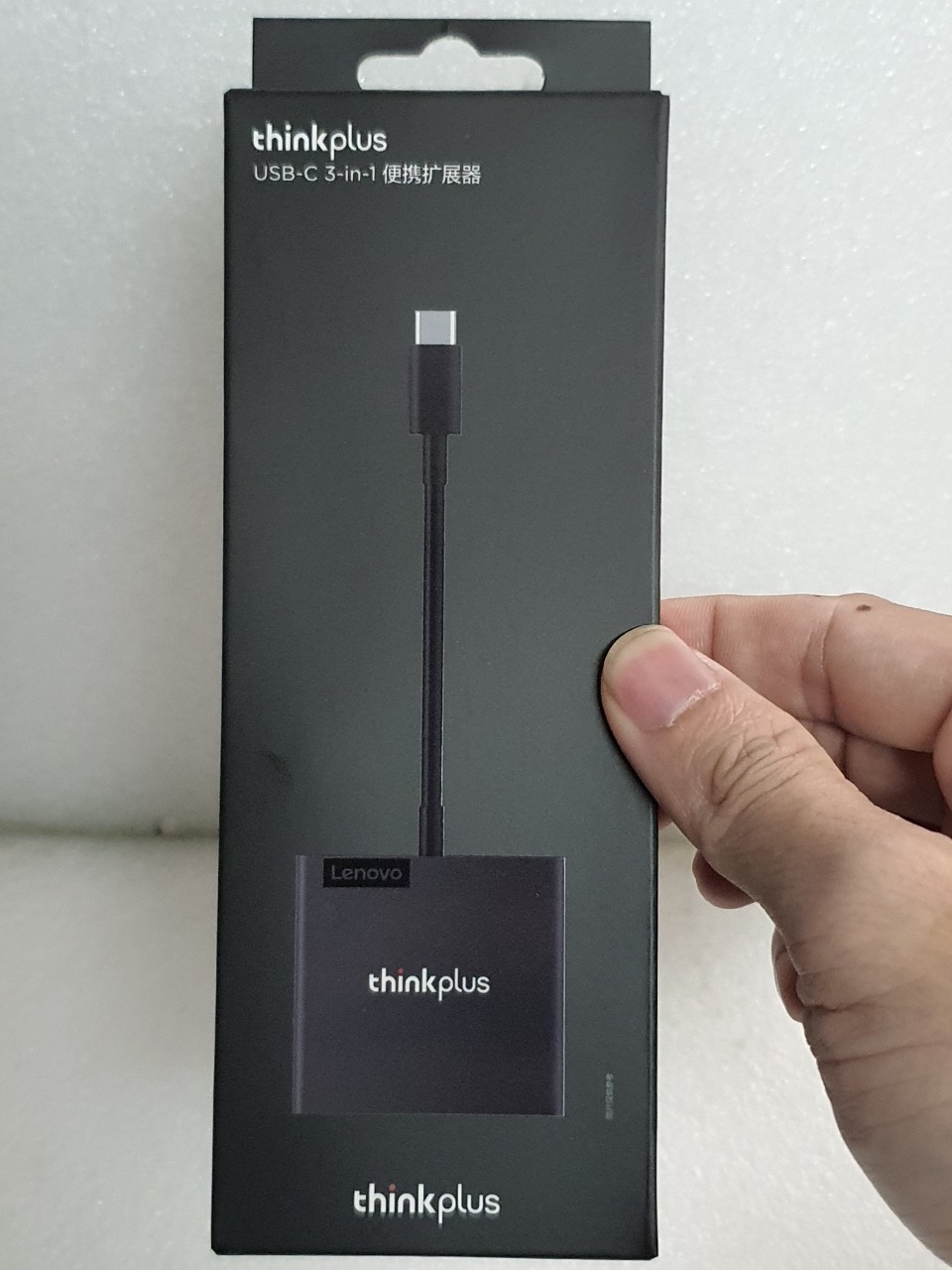 Cáp type C ra HDMI - VGA và USB - 3 trong 1 - Lenovo Thinkplus Type C USB-C 3-in-1 Adapter USB Hub, 4K HDMI 60Hz, VGA, USB 3.0 Type C to HDMI VGA USB 3.0 - Hàng chính hãng