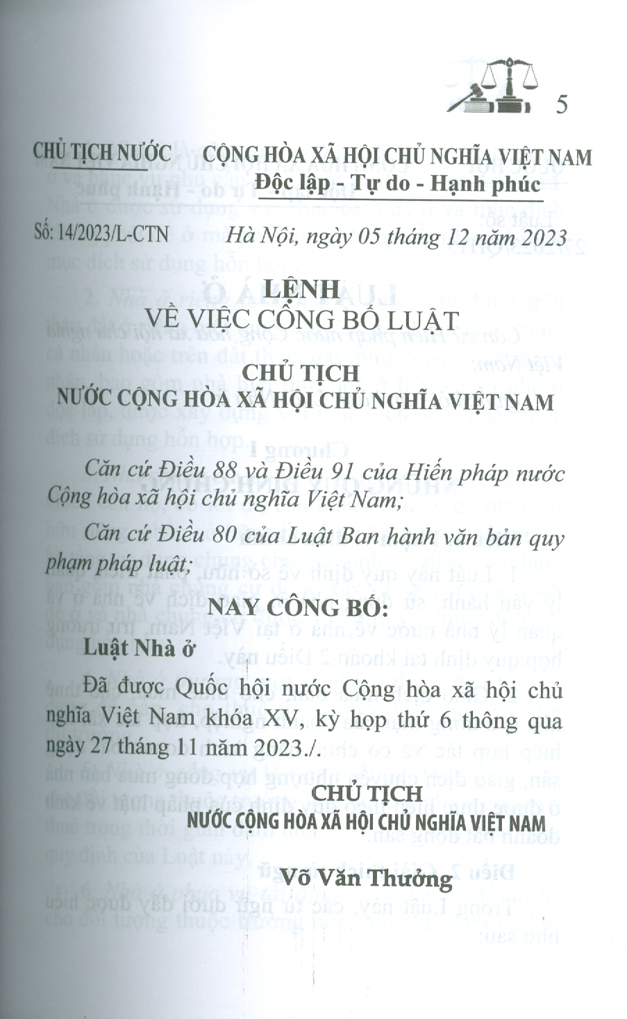 Luật Nhà Ở (Có hiệu lực thi hành từ ngày 1/8/2024)