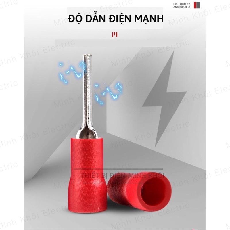 Cos Kim Đặc combo 100c, Đầu cos pin tròn đặc,đầu cốt kim bấm nối dây điện, cosse pin đặc