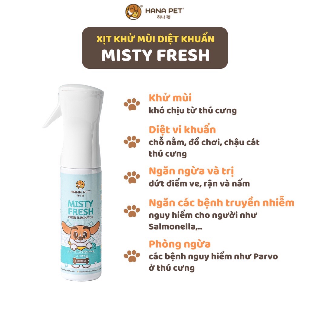 Xịt khử mùi, khử khuẩn Misty Fresh an toàn cho thú cưng 300ml