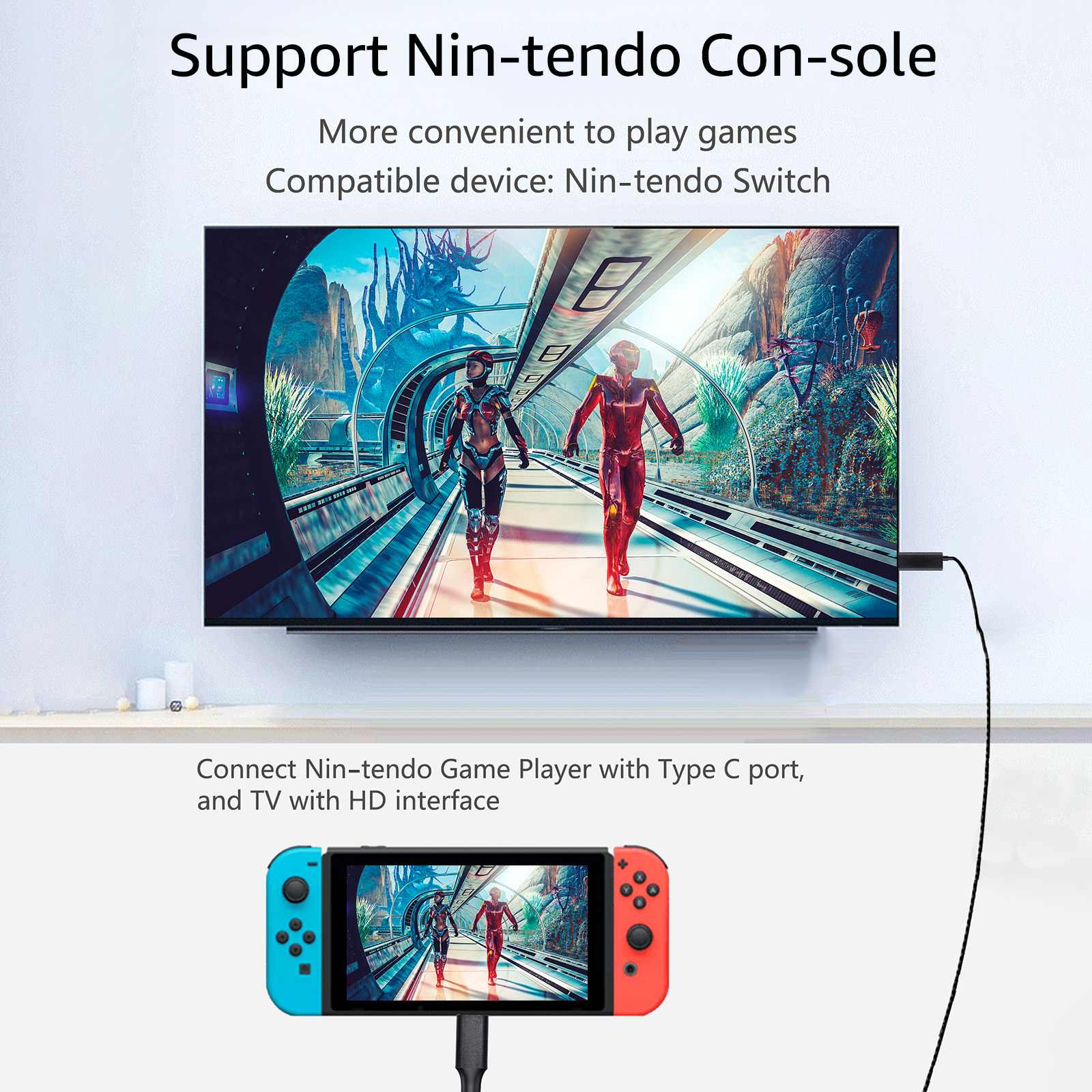 Cáp video loại C sang HD Cáp USB C to HDTV 4K Mirroring Tương thích với MacBook Pro 2020/2019, iPad Pro, MacBook Air