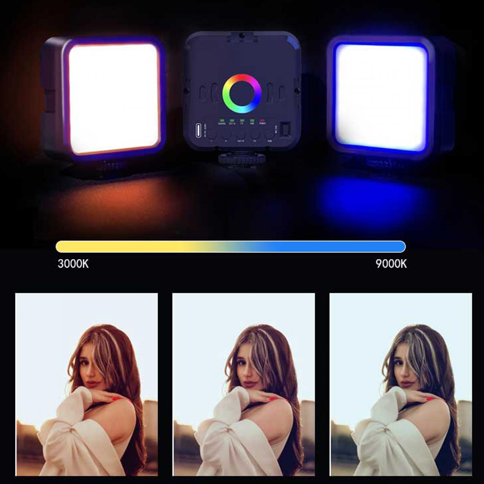 LED Video Lamp Adjustable Light Modes Camera Light Rechargeable for Microphone Micro Vlog Professional Cameras