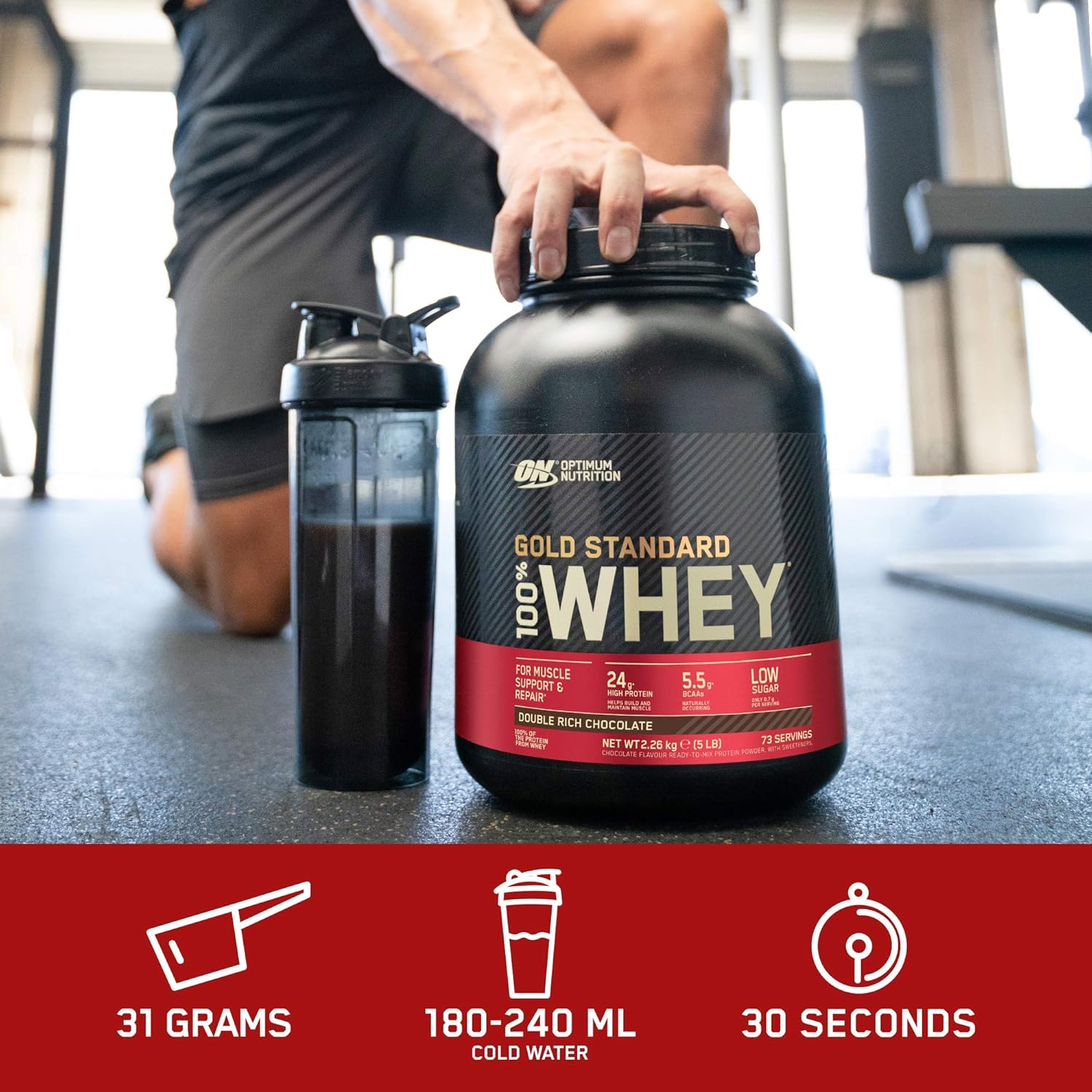Optimum Nutrition Gold Standard 100% Whey 2.27kg (70 Lần Dùng) Hỗ Trợ Phục Hồi ,Tăng Cơ, 24G Protein