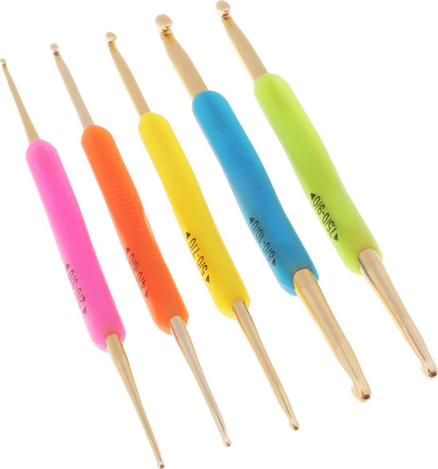 5 Chiếc Tay Cầm Nhựa Nhôm Móc Đan Bộ Kim Chỉ 3mm-5.5mm