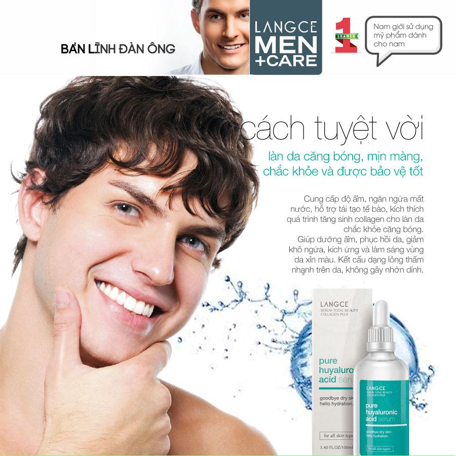 TOTAL BEAUTY SERUM COLLAGEN+ HYALURONIC ACID THẦN DƯỢC DƯỠNG DA 100ml LANGCE DÀNH CHO NAM