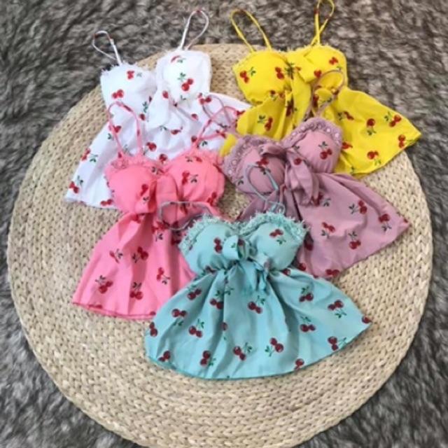 Set cherry có mút ngực quần lưng chun