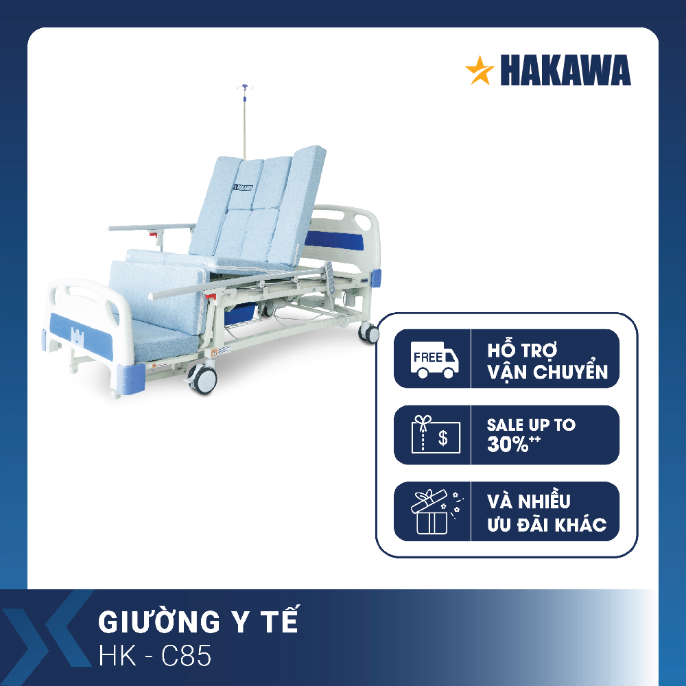 GIƯỜNG BỆNH Y TẾ ĐA NĂNG CAO CẤP ĐIỀU KHIỂN BẰNG TAY QUAY HAKAWA HK-C85 - HÀNG CHÍNH HÃNG