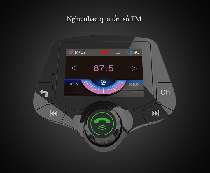 Bộ chuyển MP3 - FM trên ô tô kết nối bluetooth tần số FM từ 87.5 MHZ – 108.0 MHZ ( Tặng kèm 02 gương cầu lồi gắn trên ô tô )