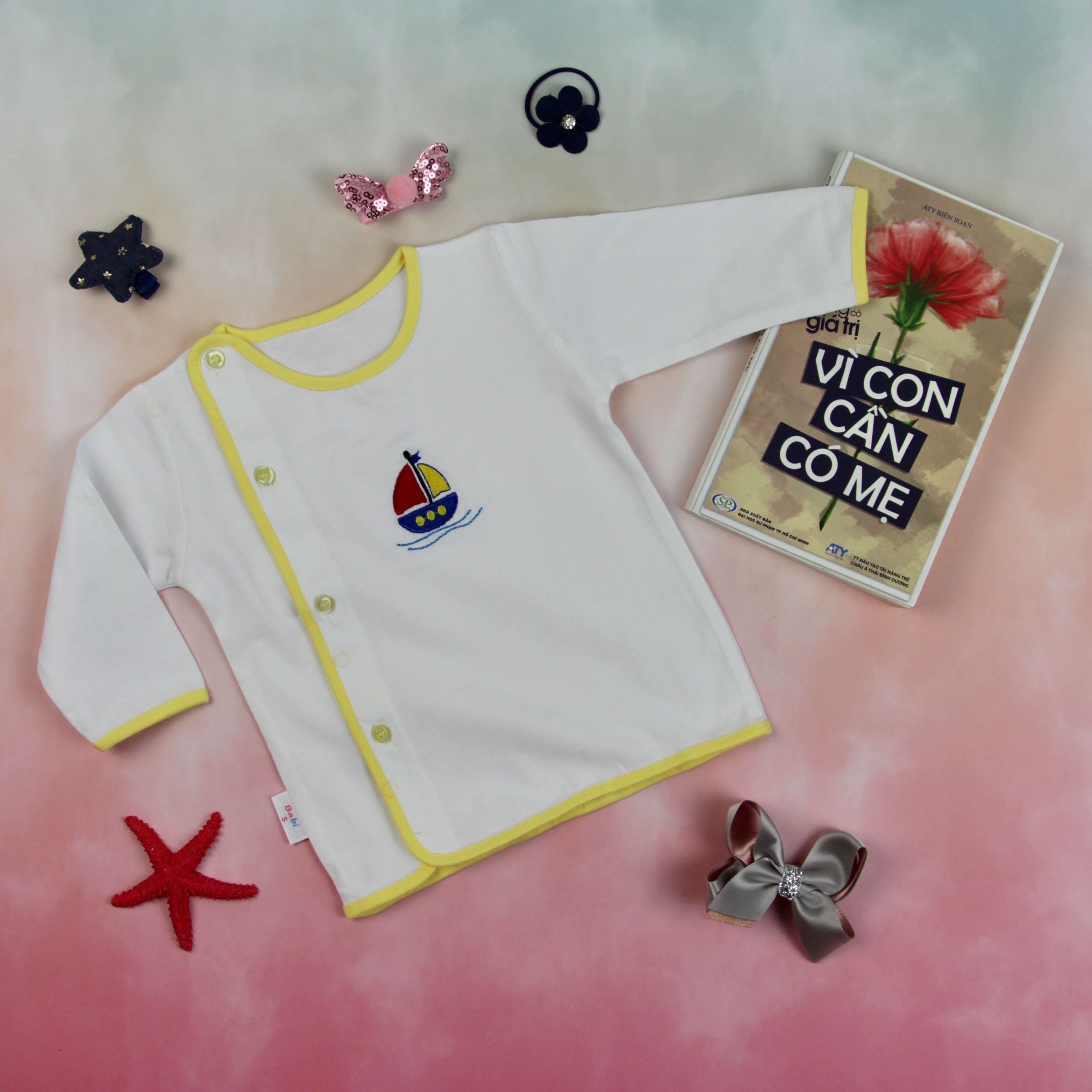 Combo 5 áo tay dài cài lệch sơ sinh