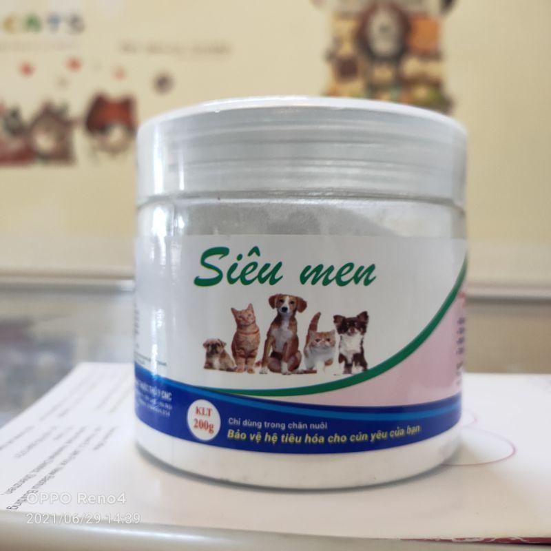 Siêu men 200g, men vi sinh, lợi khuẩn hỗ trợ tiêu hóa, kích thích thèm ăn, khử mùi hôi phân cho chó, mèo, gà đá, chim