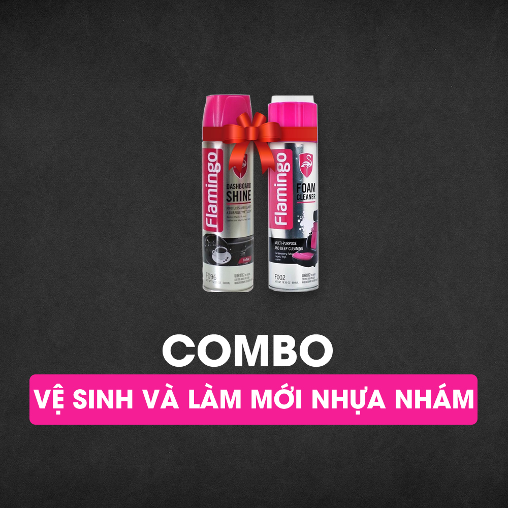 Combo 2 Chai Xịt Tẩy Vệ Sinh &amp; Dưỡng Bóng Nội Thất Ô Tô Flamingo F002 và F096 vệ sinh ghế da và làm sạch Sofa