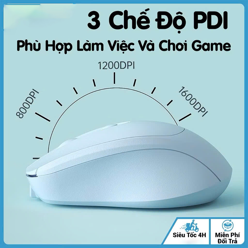 Chuột Không Dây Sạc Pin Click Siêu Tĩnh Âm 2 Chế Độ Bluetooth 5.2 &amp; USB 2.4G, 3 Mức DPI KẾT NỐI ĐIỆN THOẠI IPAD LAPTOP - Hàng chính hãng