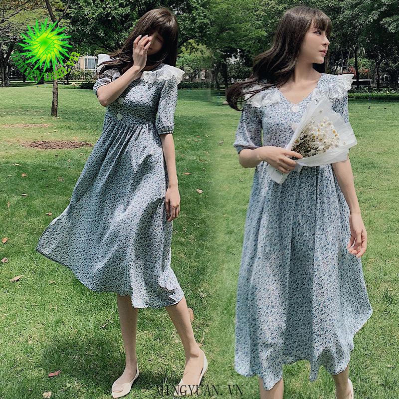 Đầm Hoa Tay Ngắn Xinh Xắn Dành Cho Nữ