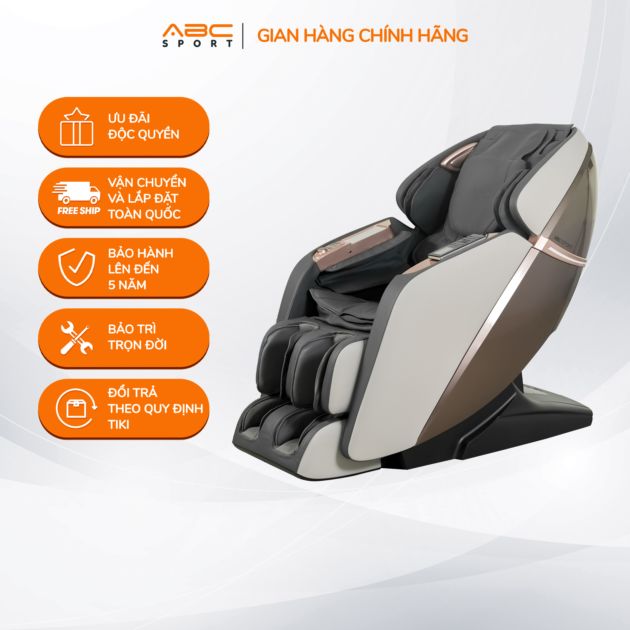 Ghế massage toàn thân ABCSport A9 công nghệ massage 4D, điều khiển bằng giọng nói và máy tính bảng, chức năng nhiệt vùng