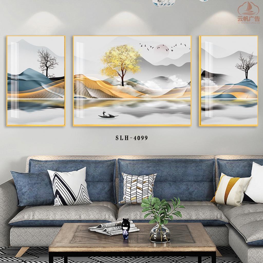 Tranh Canavs Treo Tường Trang Trí - Tranh Bộ 3 Chiếc Thuyền Trên Sông