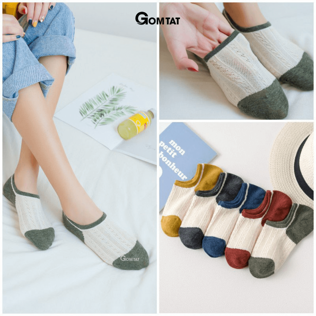 Vớ Nữ Cổ Ngắn Cotton Cao Cấp Họa Tiết, Tất Cổ Ngắn nữ thoáng mát, êm chân, khử mùi hiệu quả - NUCN-CC-02