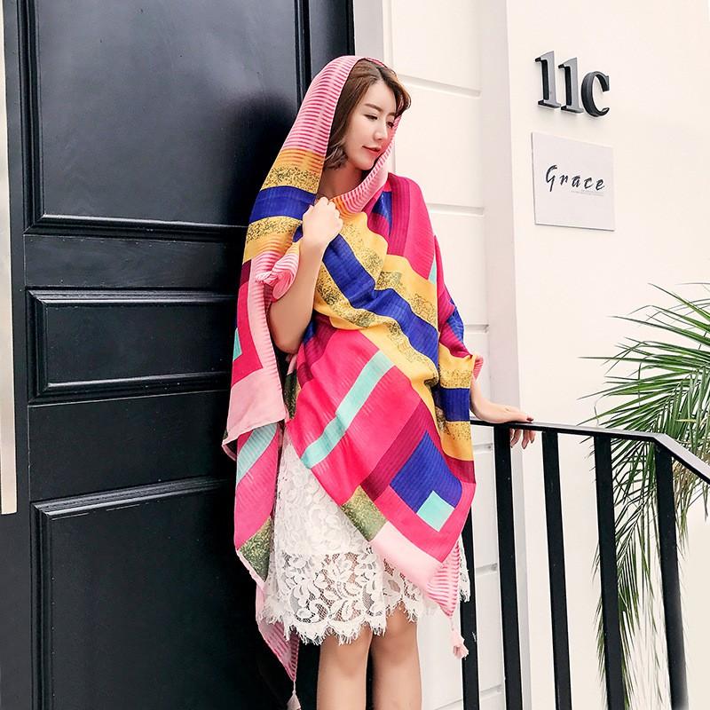 Khăn Choàng Quàng Cổ Boho Đi Biển Vintage Họa Tiết Thổ Cẩm - Chất Liệu Cotton - Size:90x190cm - Mã KC026