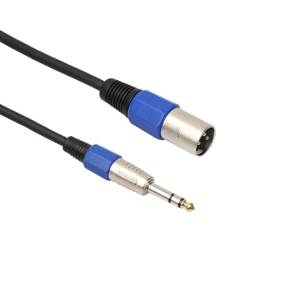 3-pin XLR Male to 1/4" 6.35mm TRS Male Balanced Stereo Audio Mic Cable 0.3m